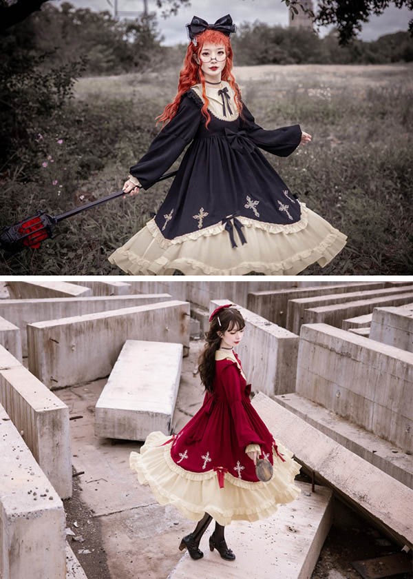 クラロリ ゴシックロリィタ ゴスロリ ロリータ ワンピース メイド服 コスプレ衣装 ロング ハイウエスト コスチューム リボン 長袖 袖付き クリスマス ハロウィンコスプレ 仮装 学園祭 文化祭 クラロリ ゴシックロリィタ ゴスロリ ロリータ ワンピース メイド服 コスプレ衣装 ロング ハイウエスト コスチューム リボン 長袖 袖付き クリスマス ハロウィンコスプレ 仮装 学園祭 文化祭