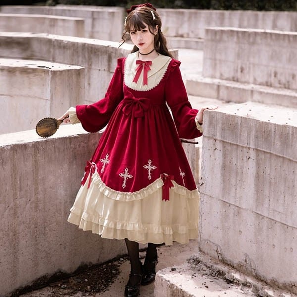 クラロリ ゴシックロリィタ ゴスロリ ロリータ ワンピース メイド服 コスプレ衣装 ロング ハイウエスト コスチューム リボン 長袖 袖付き クリスマス ハロウィンコスプレ 仮装 学園祭 文化祭 クラロリ ゴシックロリィタ ゴスロリ ロリータ ワンピース メイド服 コスプレ衣装 ロング ハイウエスト コスチューム リボン 長袖 袖付き クリスマス ハロウィンコスプレ 仮装 学園祭 文化祭