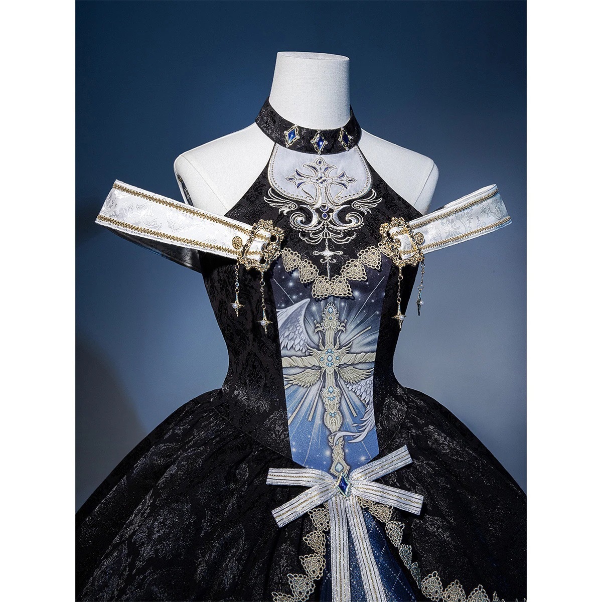正規品デザイン宇宙十字lolitaダークゴシック首掛けショルダーワンピースロリータ 正規品デザイン宇宙十字lolitaダークゴシック首掛けショルダーワンピースロリータ