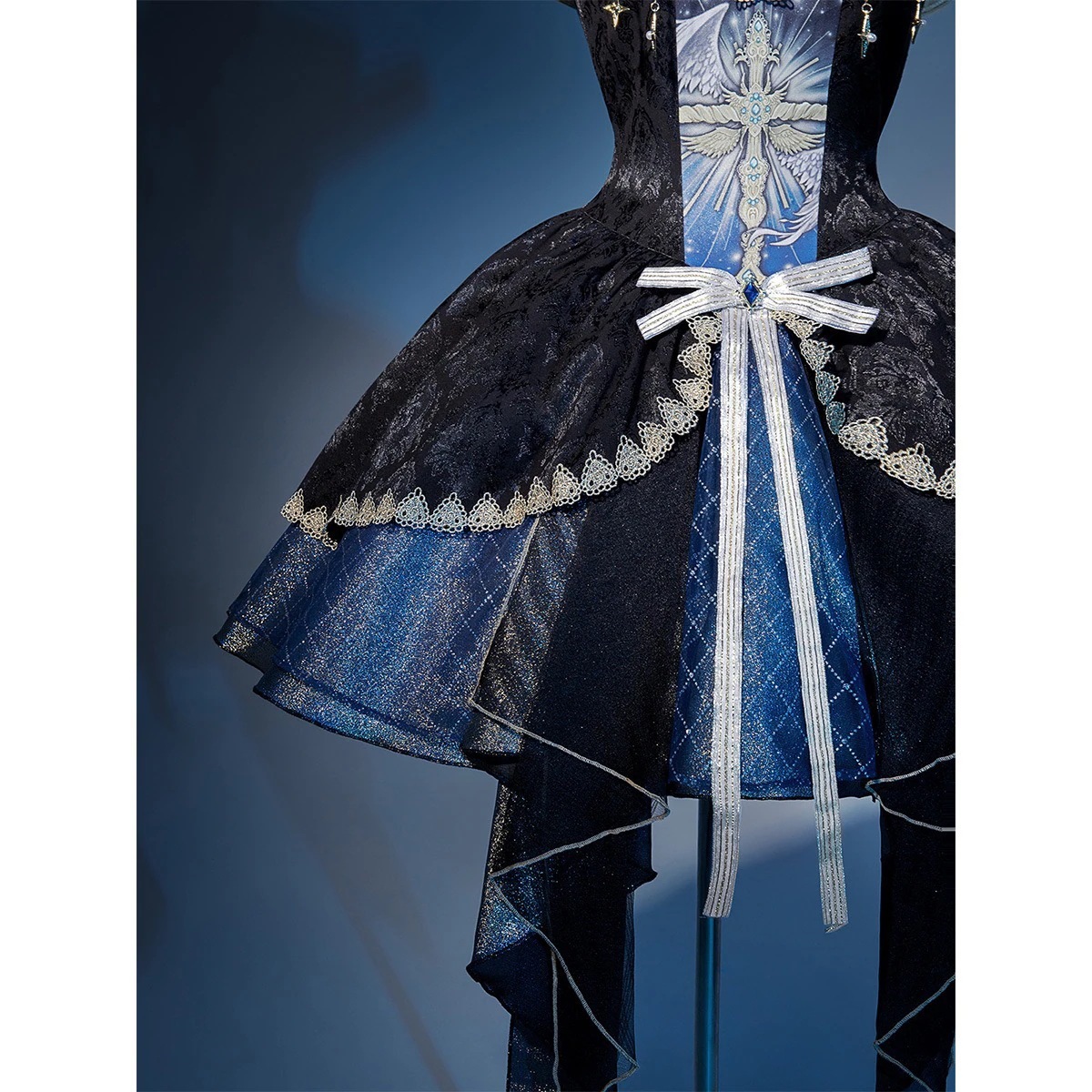 正規品デザイン宇宙十字lolitaダークゴシック首掛けショルダーワンピースロリータ 正規品デザイン宇宙十字lolitaダークゴシック首掛けショルダーワンピースロリータ