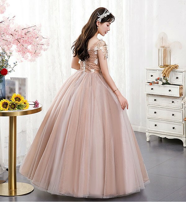 カラードレス 演奏会用ドレス ノースリーブ Vネック 二次会 ウエディングドレス 大きいサイズ ブライダル 発表会 大人 ピアノ 高校生の演奏会にお勧め コンサート プリンセスライン チュール ドレス