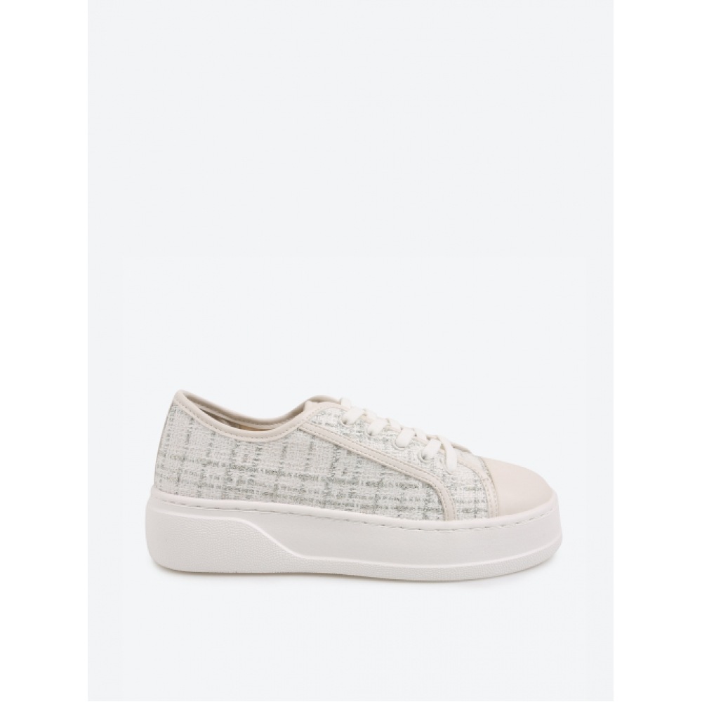 SHOOPEN HPWPDEA702 カップソールツイードプラットフォームスニーカー