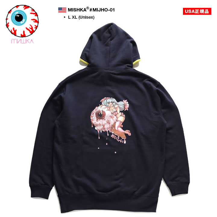 MISHKA パーカー ブランド スケボー フーディ 長袖 スウェット メンズ 春秋冬用 紺 大きいサイズ トップス 袖ロゴ KEEPWATCH キープウォッチ