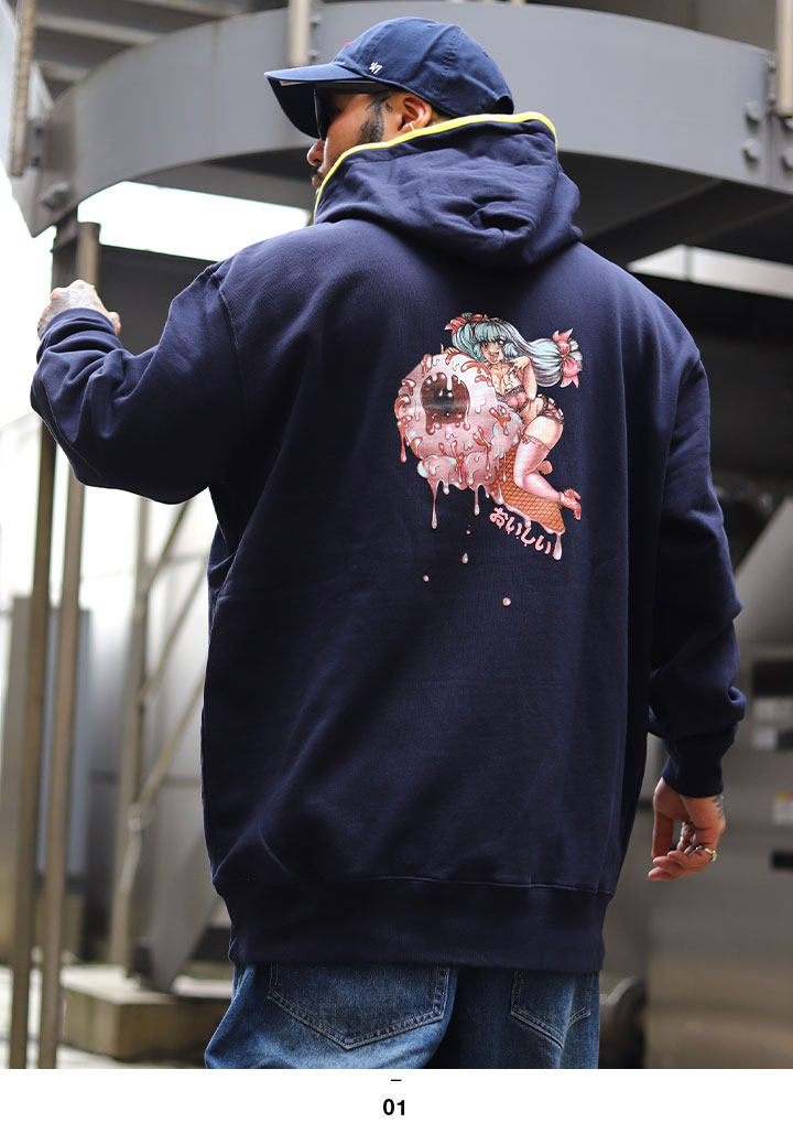 MISHKA パーカー ブランド スケボー フーディ 長袖 スウェット メンズ 春秋冬用 紺 大きいサイズ トップス 袖ロゴ KEEPWATCH キープウォッチ