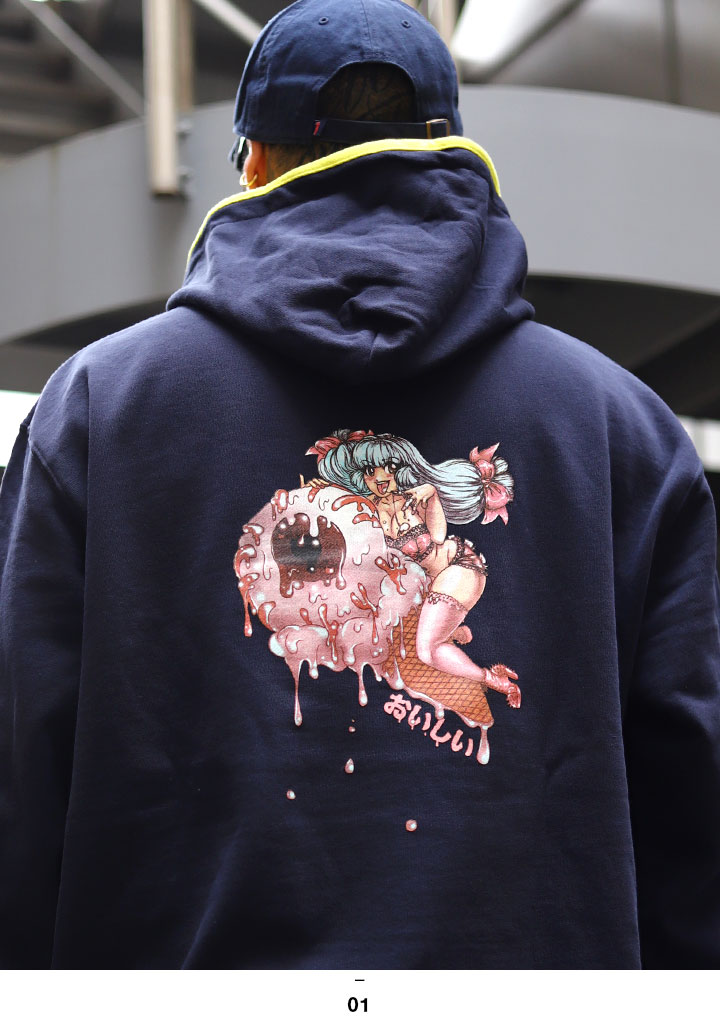 MISHKA パーカー ブランド スケボー フーディ 長袖 スウェット メンズ 春秋冬用 紺 大きいサイズ トップス 袖ロゴ KEEPWATCH キープウォッチ