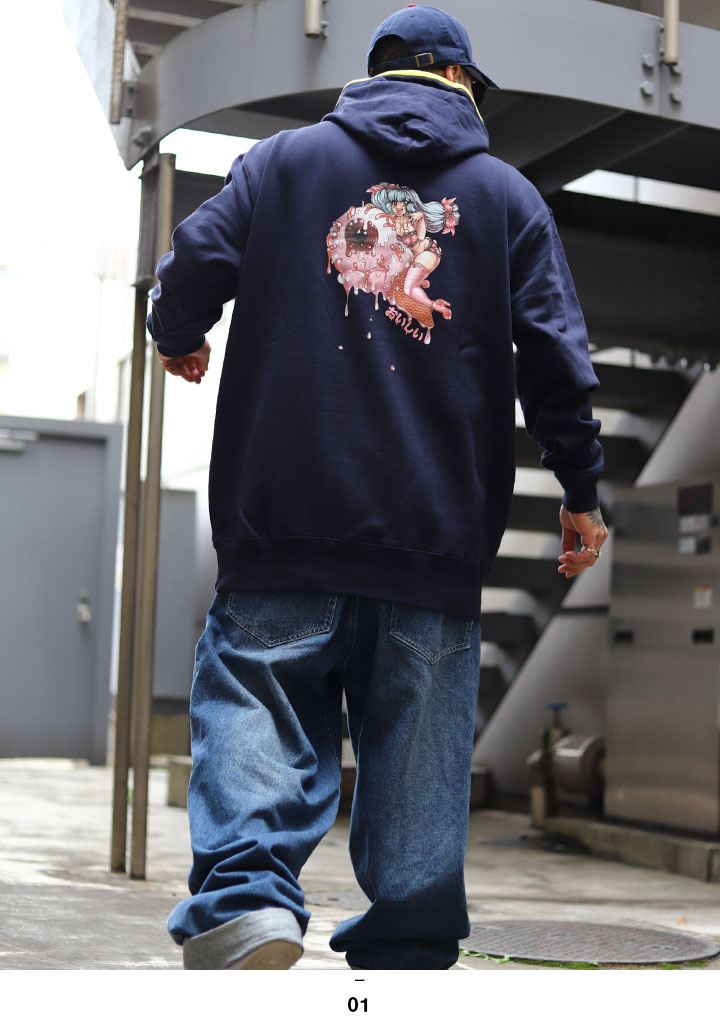 MISHKA パーカー ブランド スケボー フーディ 長袖 スウェット メンズ 春秋冬用 紺 大きいサイズ トップス 袖ロゴ KEEPWATCH キープウォッチ