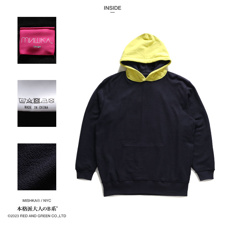 MISHKA パーカー ブランド スケボー フーディ 長袖 スウェット メンズ 春秋冬用 紺 大きいサイズ トップス 袖ロゴ KEEPWATCH キープウォッチ