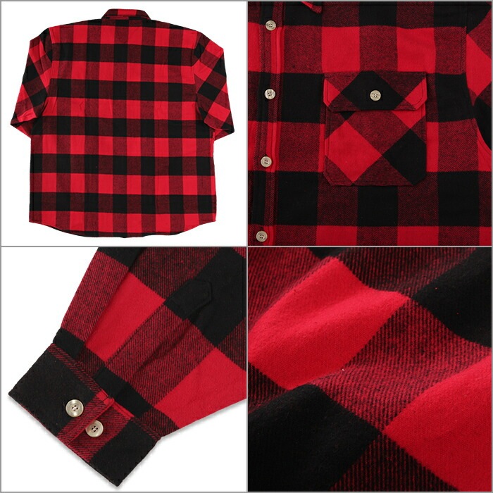 【ビッグサイズ 5XL】ロスコ チェックシャツ メンズ ROTHCO シャツ 長袖 ネルシャツ チェックシャツ 厚手 フランネルシャツ 特大 大きいサイズ 大きめ ゆったり ビッグシルエット ビッグ