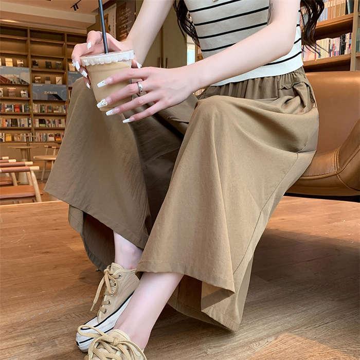 パンツ ワイド フレア レディース ワイドパンツ 夏 薄手 涼しい 大きいサイズ ワイド ボトムス ルームウェア 吸汗 速乾 通気 快適 ウエストゴム ハイウエス