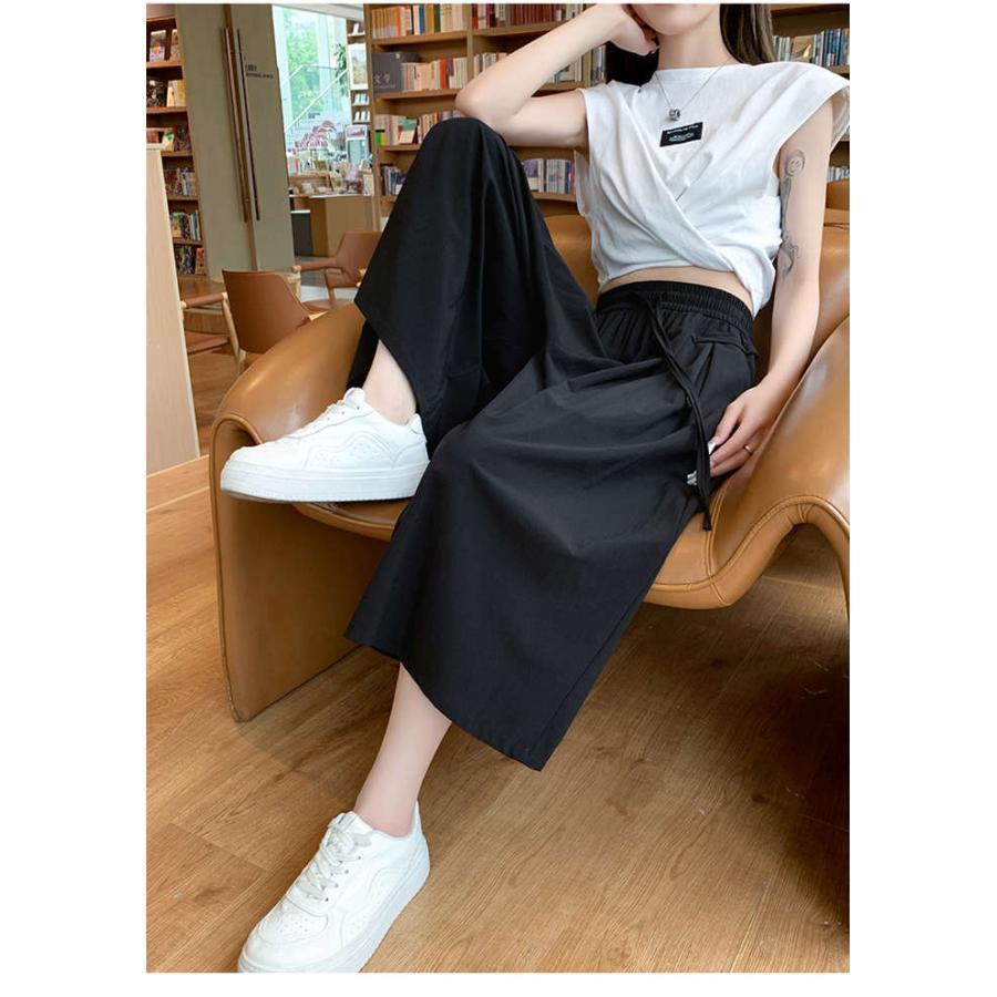 パンツ ワイド フレア レディース ワイドパンツ 夏 薄手 涼しい 大きいサイズ ワイド ボトムス ルームウェア 吸汗 速乾 通気 快適 ウエストゴム ハイウエス