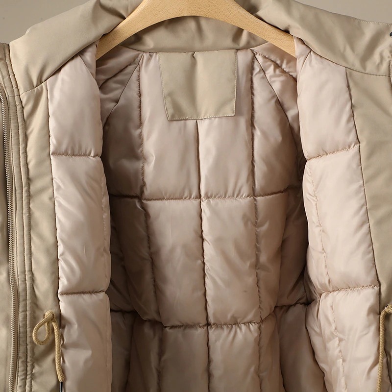 25発売 軽量 暖かい 厚手 ファーカラー フード付き 中綿コート ウエストAWアウター レディース AWアウター 大きいサイズ 裏起毛パンツジャケット ダウン混綿ジャケット 福さ