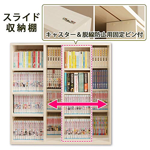 ラック コミック スライド ダブル 幅90ｘ奥行29.2ｘ高さ92.2 ホワイト CSD-9090
