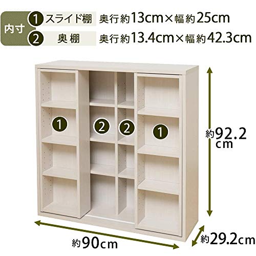 ラック コミック スライド ダブル 幅90ｘ奥行29.2ｘ高さ92.2 ホワイト CSD-9090