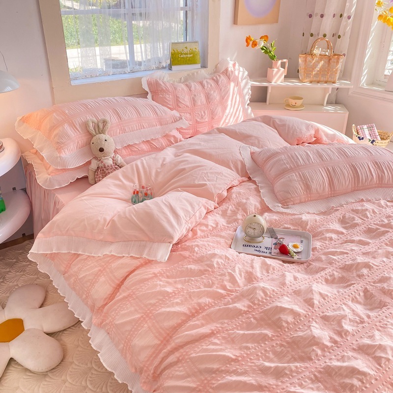 レースベッドスカート 柔らかく肌触り 薄手 布団カバー寝具 春夏 枕カバー 3点セット/4点セット 韓国のかわいい お買い得