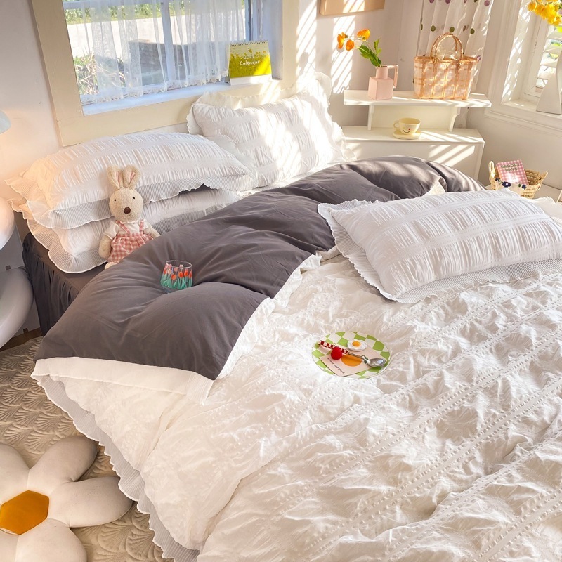 レースベッドスカート 柔らかく肌触り 薄手 布団カバー寝具 春夏 枕カバー 3点セット/4点セット 韓国のかわいい お買い得