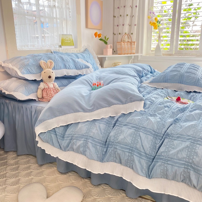 レースベッドスカート 柔らかく肌触り 薄手 布団カバー寝具 春夏 枕カバー 3点セット/4点セット 韓国のかわいい お買い得