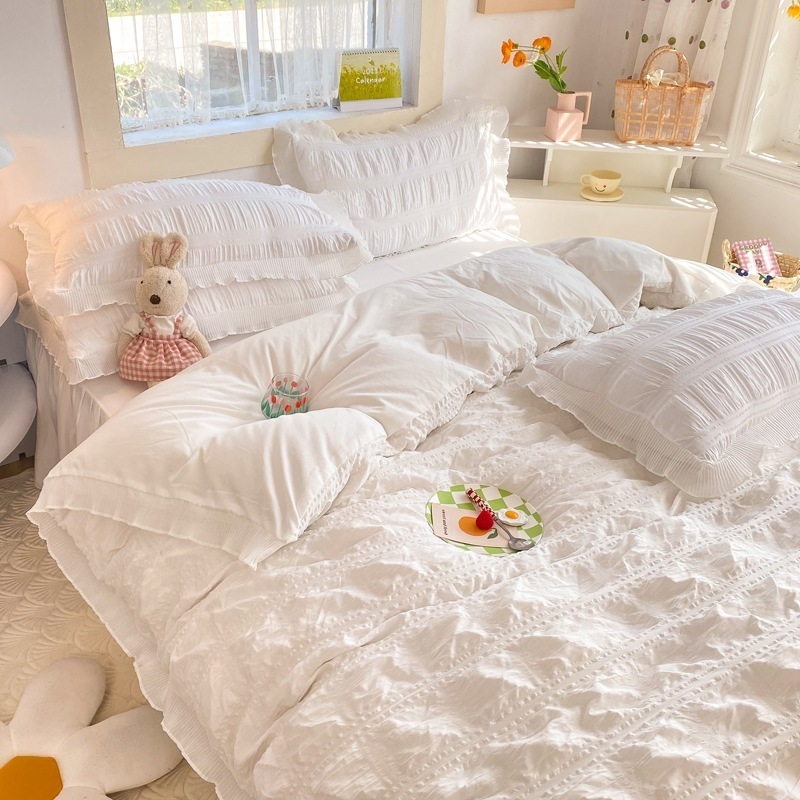 レースベッドスカート 柔らかく肌触り 薄手 布団カバー寝具 春夏 枕カバー 3点セット/4点セット 韓国のかわいい お買い得