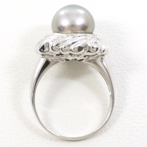PT900 プラチナ リング 11.5号 パール 約9.5mm ダイヤ 0.08 ジュエリー