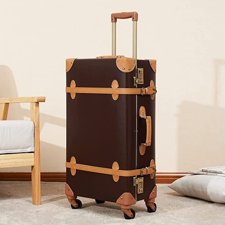 スーツケース かわいい クラシック キャリーケース おしゃれ Mサイズ 22 39L( ブラウン, Mサイズ(22)) スーツケース かわいい クラシック キャリーケース おしゃれ Mサイズ 22 39L( ブラウン, Mサイズ(22))
