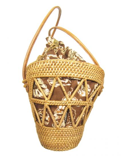 ANiSIE アニシエ バリコレクション アタバッグ (かごバッグ) バティック巾着付 (Brn) 10P03Sep16 ANiSIE アニシエ バリコレクション アタバッグ (かごバッグ) バティック巾着付 (Brn) 10P03Sep16