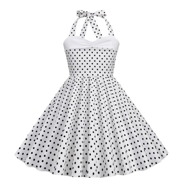 Qoo10] 子供水玉柄ドレス レトロワンピース 女の