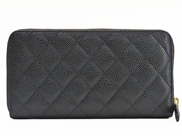 未使用シャネルマトラッセココマークキャビアスキンラウンドファスナー長財布ブラックゴールド金具グレインドカーフスキン 未使用シャネルマトラッセココマークキャビアスキンラウンドファスナー長財布ブラックゴールド金具グレインドカーフスキン