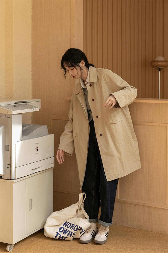 スプリングコート レディース ロング アウター トレンチコート 春秋 春コート 秋コート 長袖 ジャケット カジュアル ロングコート 大きいサイズ ポケット付き 薄手 無地 体型カバー きれいめ 洗え