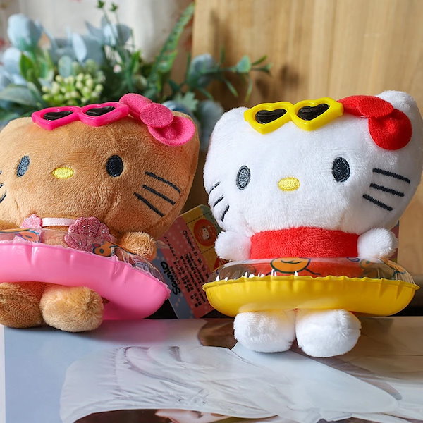 Qoo10] 新品[輸送費不要]黒革のキティ浮き輪ぬい