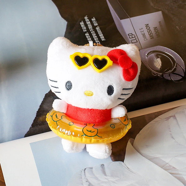 Qoo10] 新品[輸送費不要]黒革のキティ浮き輪ぬい
