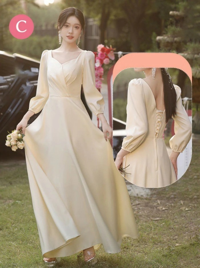 【本日限定】ブライズメイド ドレス ロングドレス 演奏会 ピアノ発表会 グレー 灰色 編み上げ ショルダーネック つや有り 光沢感 サテン スレンダーライン 袖付き ワンピース レディース 春秋 きれ 【本日限定】ブライズメイド ドレス ロングドレス 演奏会 ピアノ発表会 グレー 灰色 編み上げ ショルダーネック つや有り 光沢感 サテン スレンダーライン 袖付き ワンピース レディース 春秋 きれ