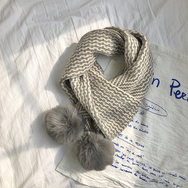 Qoo10] 【国内発送】マフラー ポンポン ファー