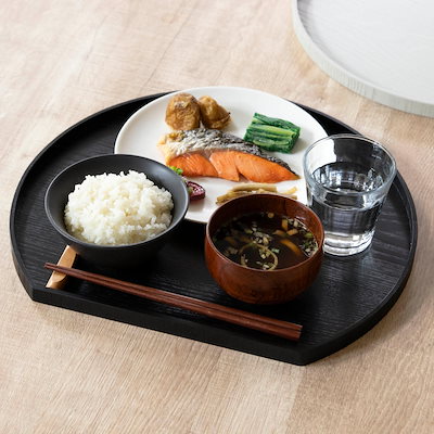 Qoo10] LIVINGUT お盆 36cm トレー 半月膳 半月盆 : キッチン用品