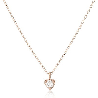 0.03ct4本爪K10WGダイヤモンドプチネックレス-