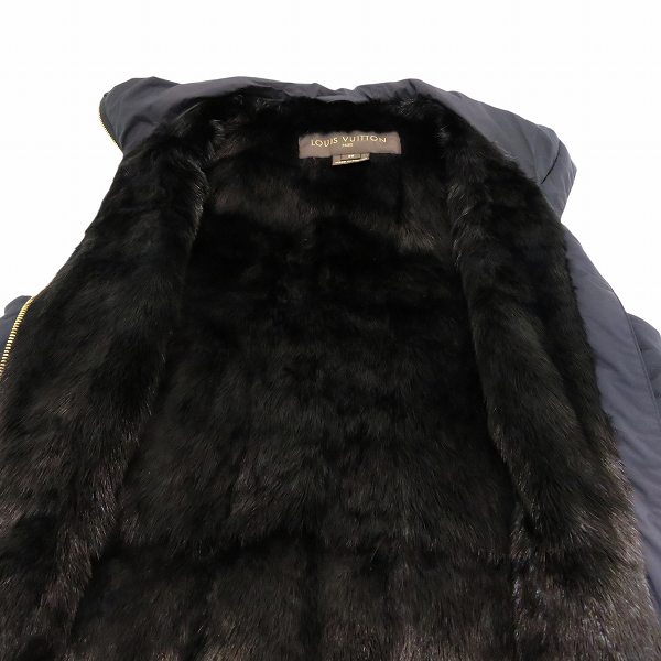 ルイヴィトン ブラック 38サイズ ウィーゼル毛皮 キルティング ロングジレ アウター 【中古】