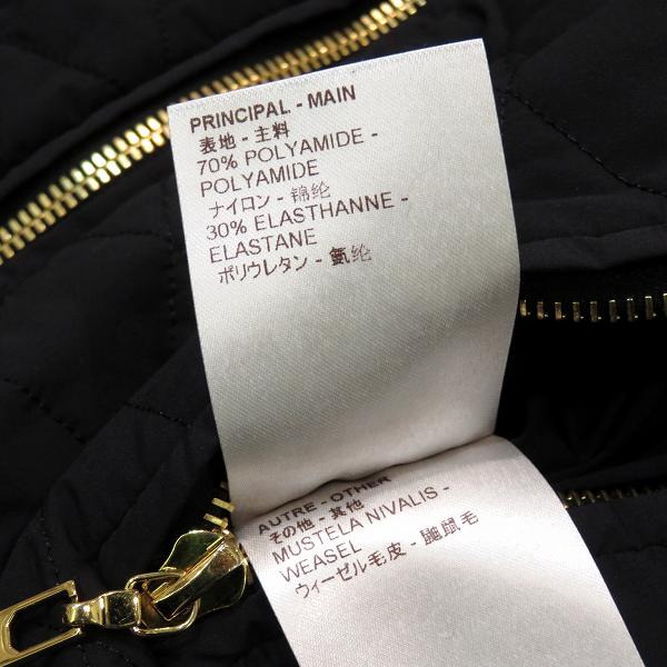 ルイヴィトン ブラック 38サイズ ウィーゼル毛皮 キルティング ロングジレ アウター 【中古】