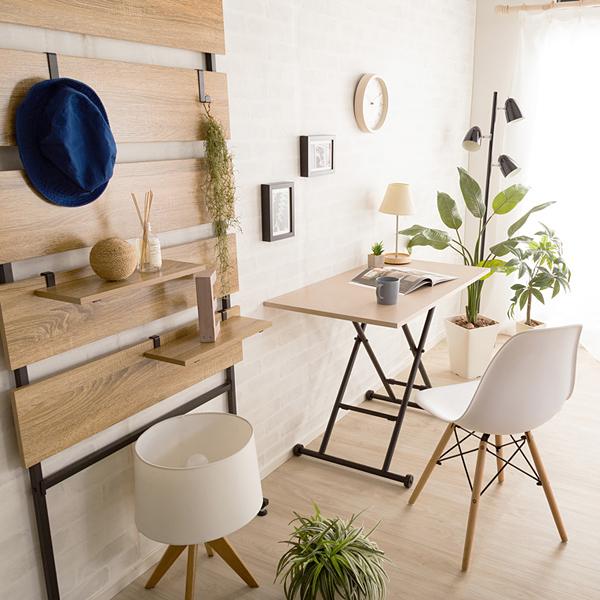 テーブル 昇降式 ダイニング リビング デスク 机 おしゃれ 北欧 カフェ風 西海岸風 レトロ 折り畳み 折りたたみ 無段階 ガス圧 昇降テーブル