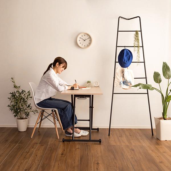 テーブル 昇降式 ダイニング リビング デスク 机 おしゃれ 北欧 カフェ風 西海岸風 レトロ 折り畳み 折りたたみ 無段階 ガス圧 昇降テーブル