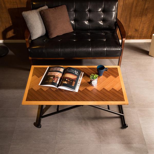 テーブル 昇降式 ダイニング リビング デスク 机 おしゃれ 北欧 カフェ風 西海岸風 レトロ 折り畳み 折りたたみ 無段階 ガス圧 昇降テーブル