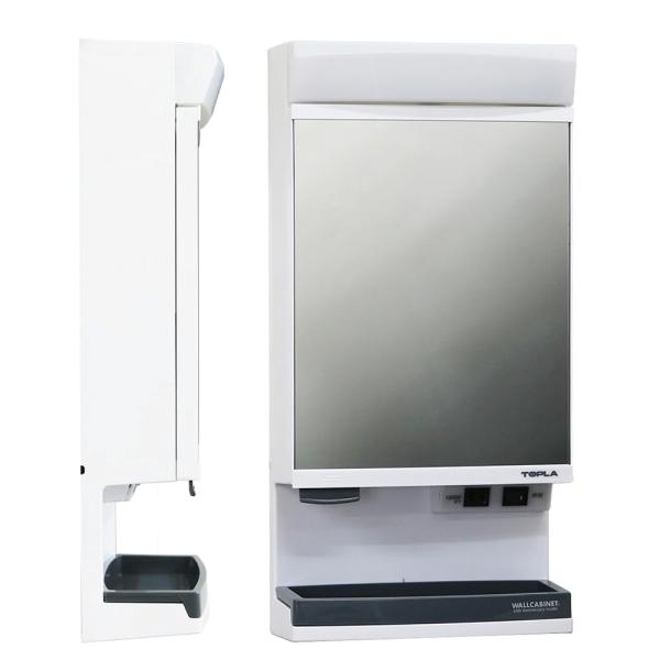 ウオールキャビネット TW-T55L ミラーキャビネット 東プラ LED照明付き 洗面台 鏡 洗面所ラック 収納 棚 ライト コンセント 4975568055020