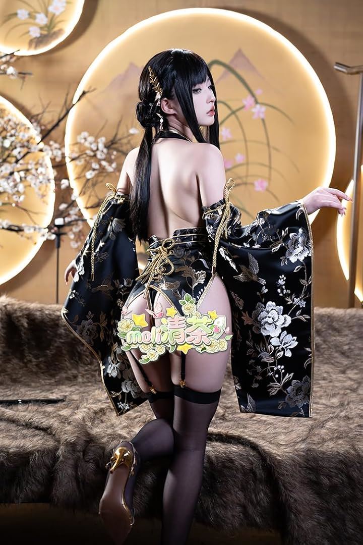ハイレグロイヤルチャイナ服 セクシー コスプレ(ブラック, M)