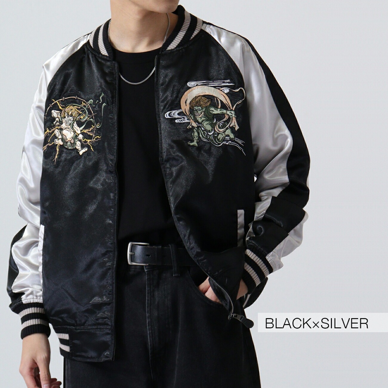 スカジャン アウター 長袖 和柄 風神 雷神 スカジャン アウター 長袖 和柄 風神 雷神