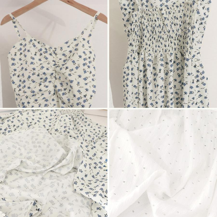 ブラウス フロントギャザー 花柄キャミワンピセット【ゆうパケット可】 ニット ブラウス フロントギャザー 花柄キャミワンピセット【ゆうパケット可】 ニット