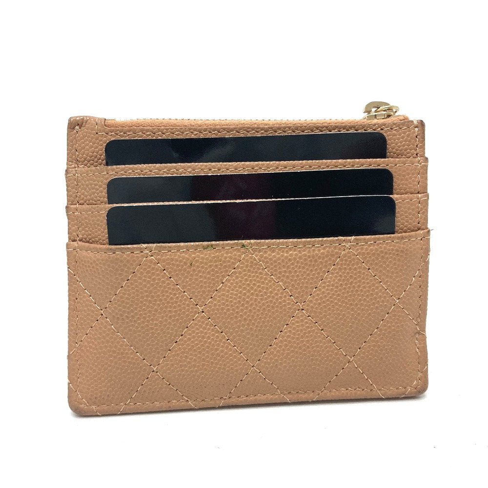 2つ折り財布 ココマーク マトラッセ 財布 コンパクトウォレット 2つ折り財布 キャビアスキン ベージュ