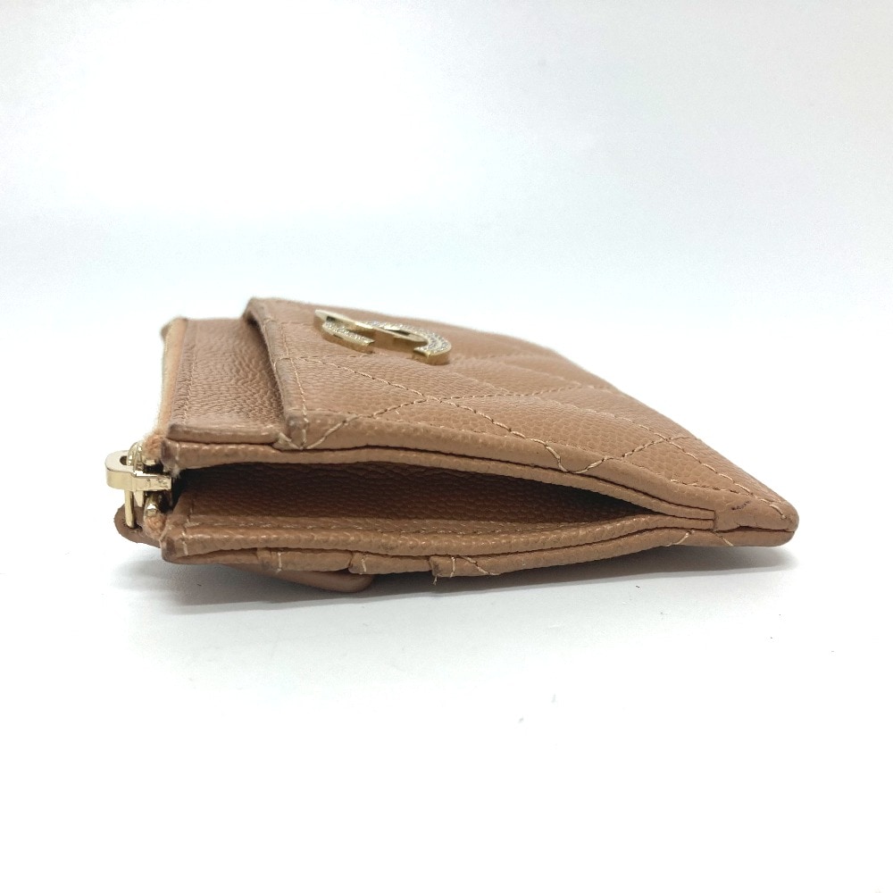 2つ折り財布 ココマーク マトラッセ 財布 コンパクトウォレット 2つ折り財布 キャビアスキン ベージュ