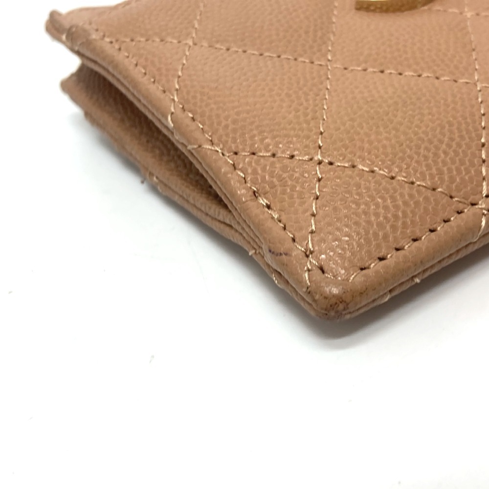 2つ折り財布 ココマーク マトラッセ 財布 コンパクトウォレット 2つ折り財布 キャビアスキン ベージュ