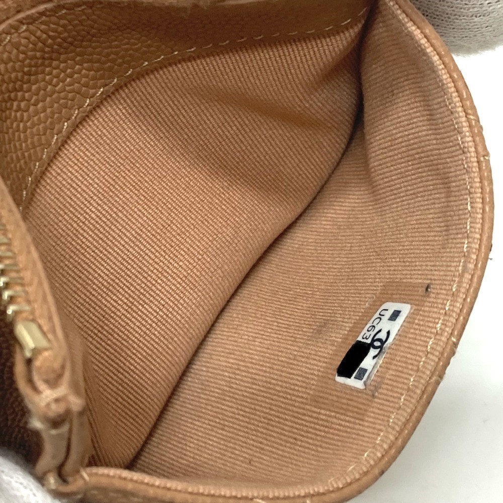 2つ折り財布 ココマーク マトラッセ 財布 コンパクトウォレット 2つ折り財布 キャビアスキン ベージュ