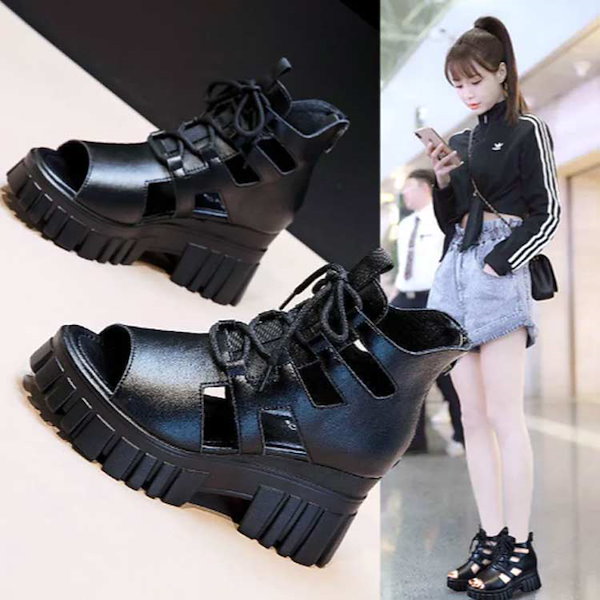 Qoo10] 2024新作 厚底サンダルブーツサンダル