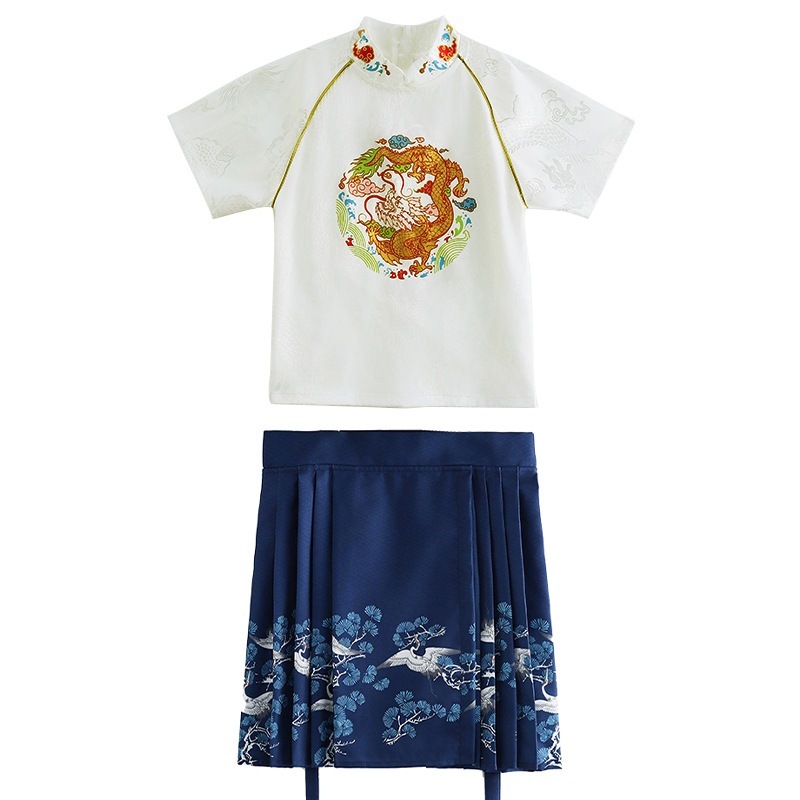 子供合唱団パフォーマンス衣装漢服少年少女ステージパフォーマンス衣装赤辰年馬面スカート親子スーツ