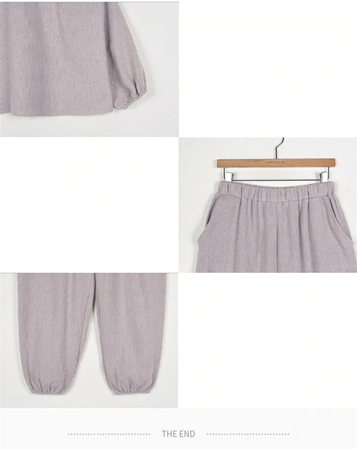 1つ買うと10個無料ウェアパジャマガーゼ綿100％2点セット可愛い上下セットコットン綿パジャマ長袖ウェアナイトウェア部屋着寝巻き寝間着レディースゆったり柔らかい無地リラックスホワイトパープルパフスリー