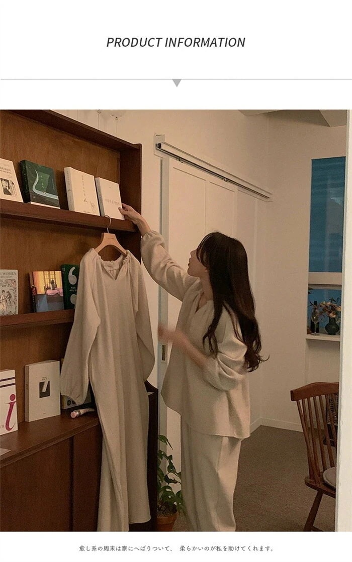 1つ買うと10個無料ウェアパジャマガーゼ綿100％2点セット可愛い上下セットコットン綿パジャマ長袖ウェアナイトウェア部屋着寝巻き寝間着レディースゆったり柔らかい無地リラックスホワイトパープルパフスリー